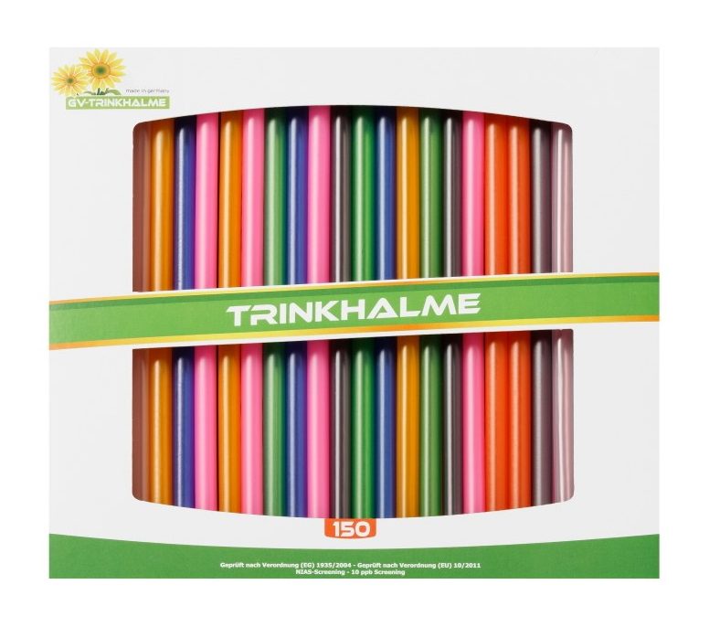 Großpackung mit 150 bunten Trinkhalmen