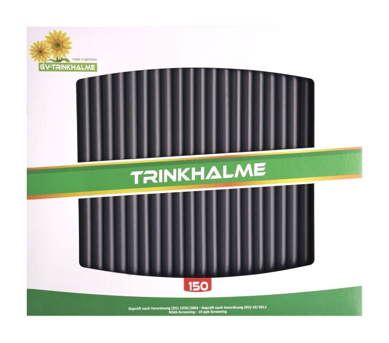 Großpackung mit 150 schwarzen Trinkhalmen